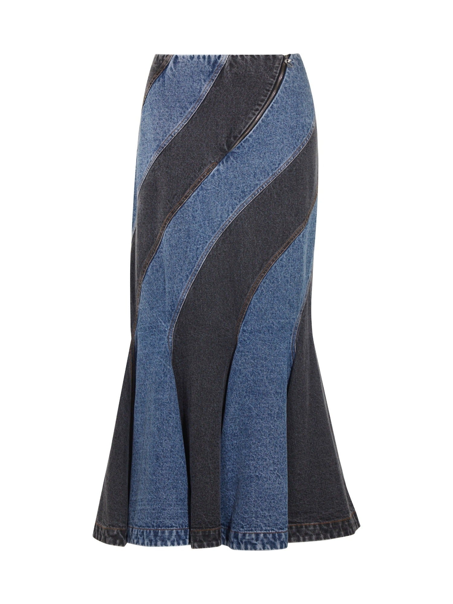 Black & blue mermaid denim skirt