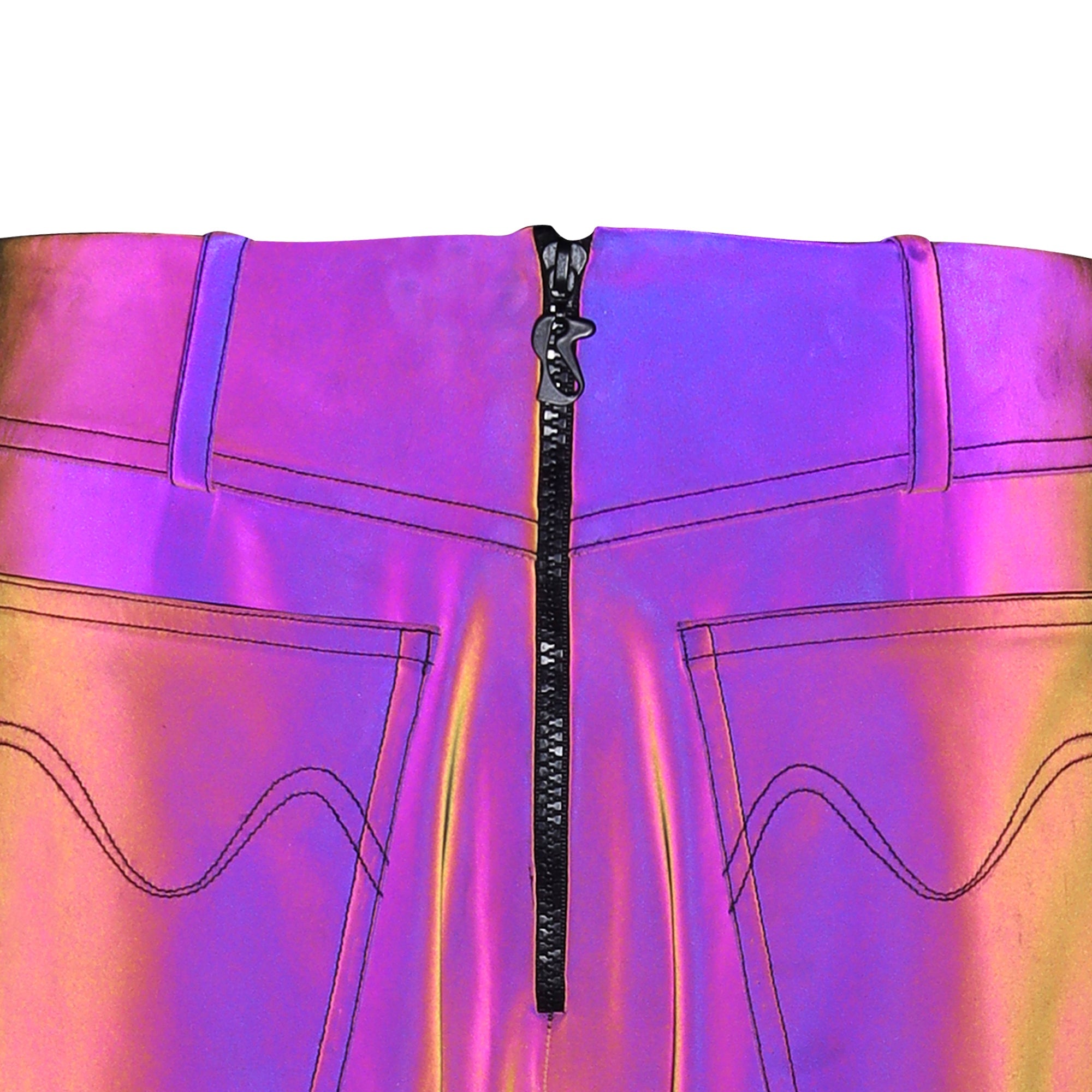 Purple reflective wide hem pants