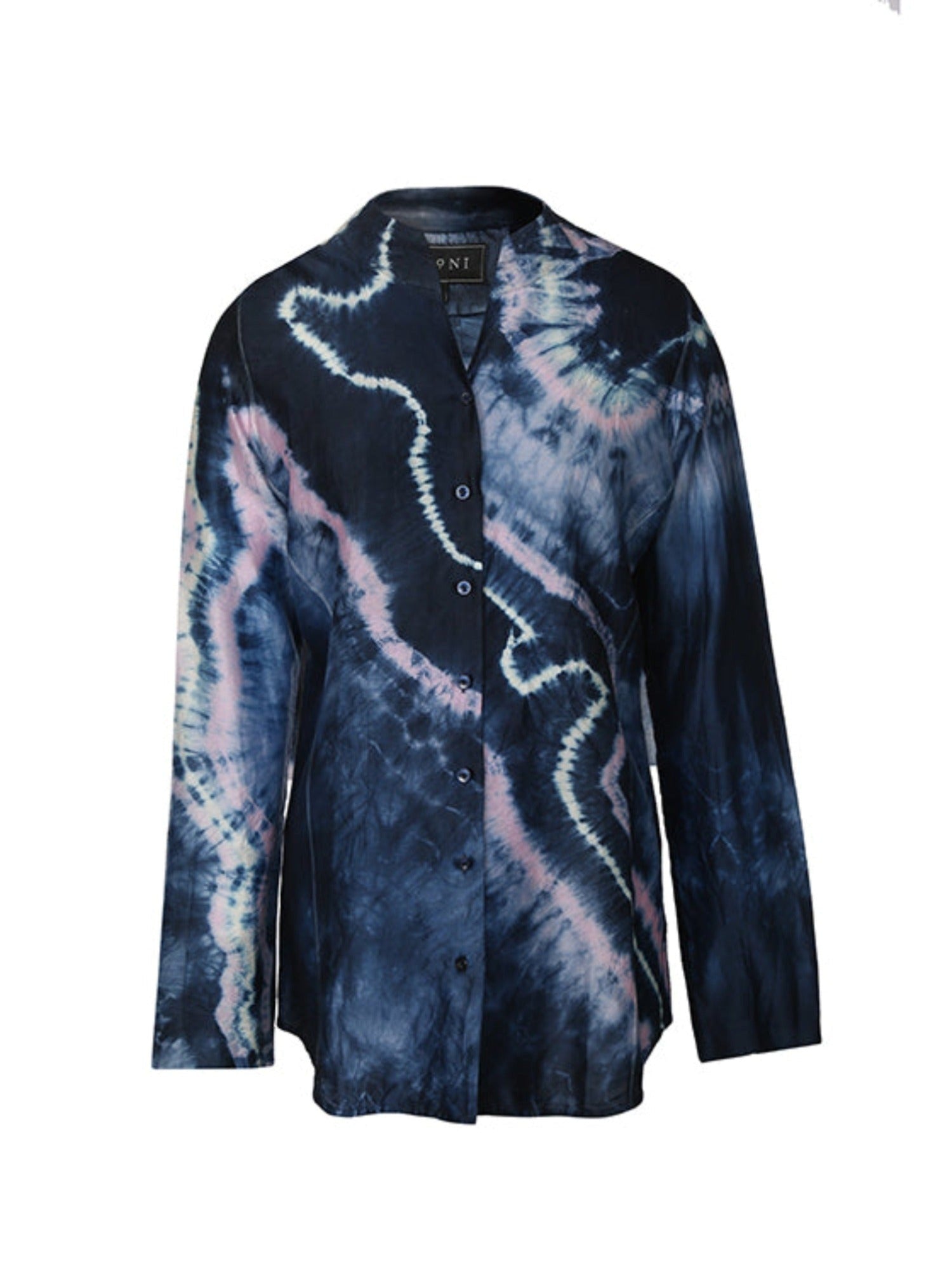 Blue tie-dye chanderi shirt