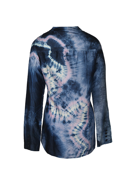 Blue tie-dye chanderi shirt