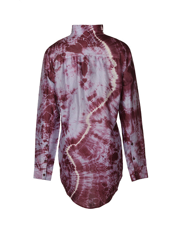 Lilac engineered tie-dye cotton shirt