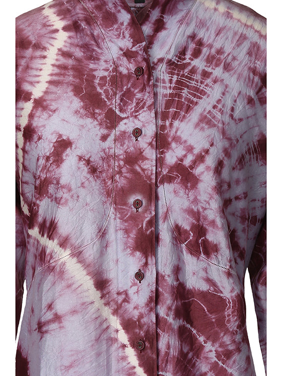 Lilac engineered tie-dye cotton shirt
