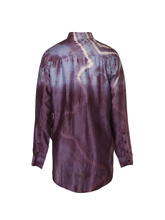 Mauve engineered tie-dye cotton shirt