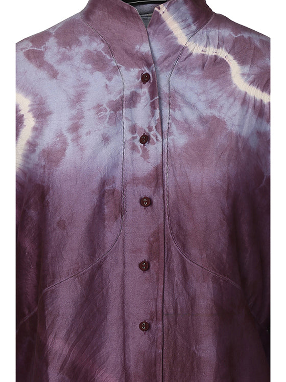 Mauve engineered tie-dye cotton shirt