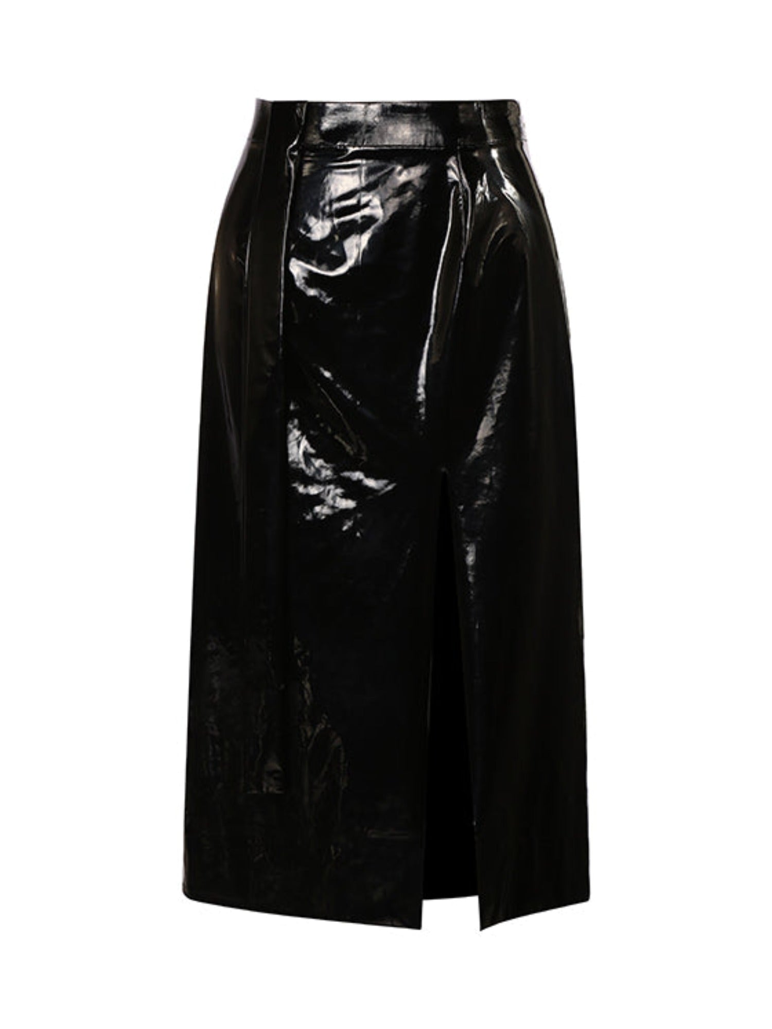 Belted latex skirt