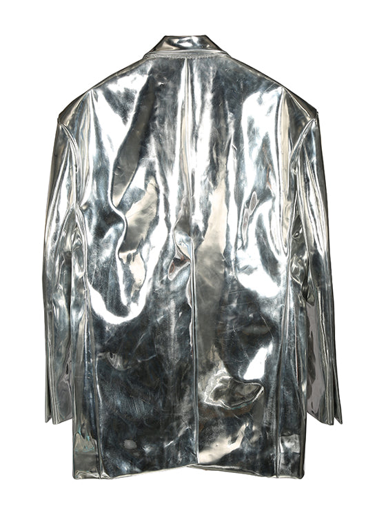 Metallic vegan leather jacket