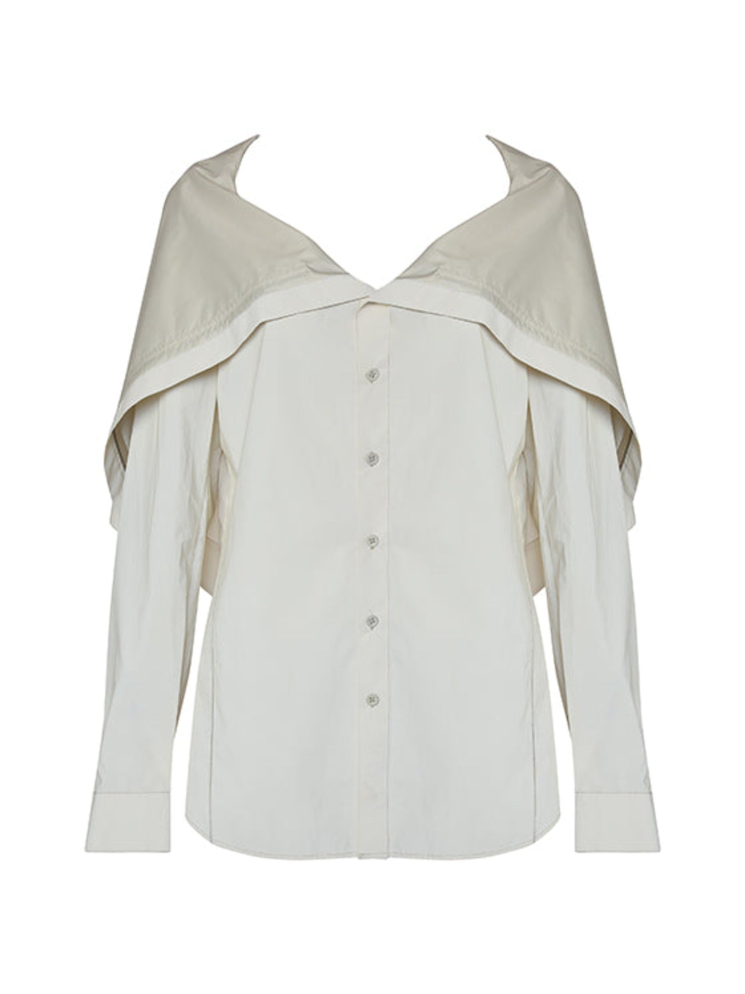 White reflective zippered cape-collar shirt