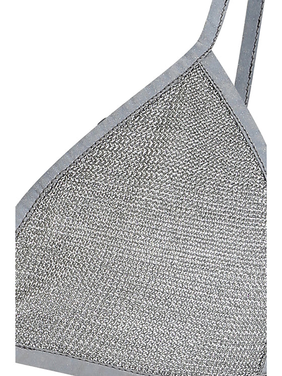 Metallic knit bikini-cut bralette