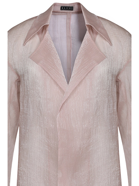 Sheer shimmer jersey overcoat