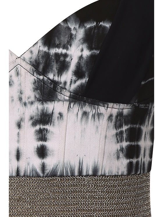 Tie-dye bralette with chainmail hem
