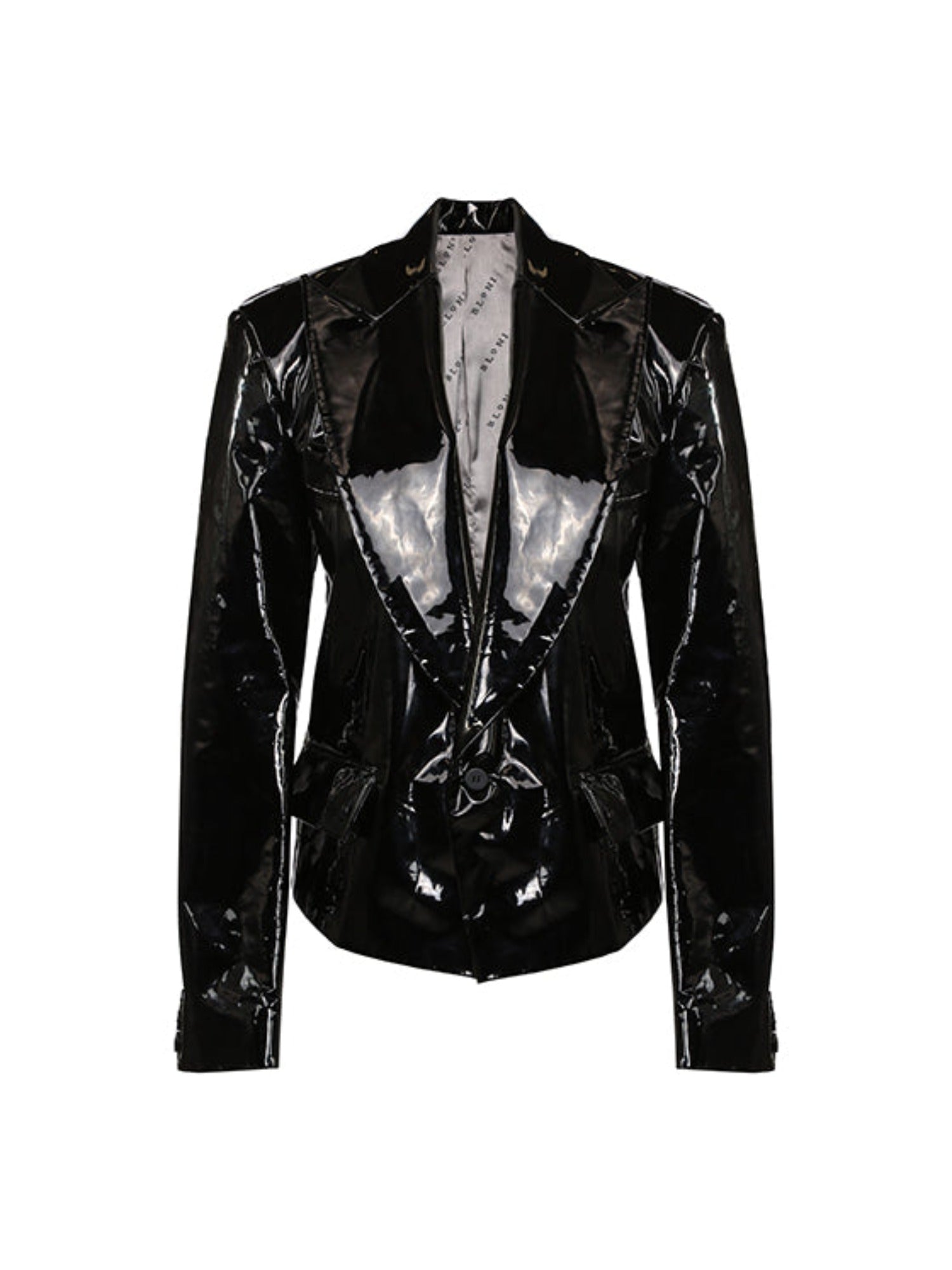 Vegan patent leather blazer