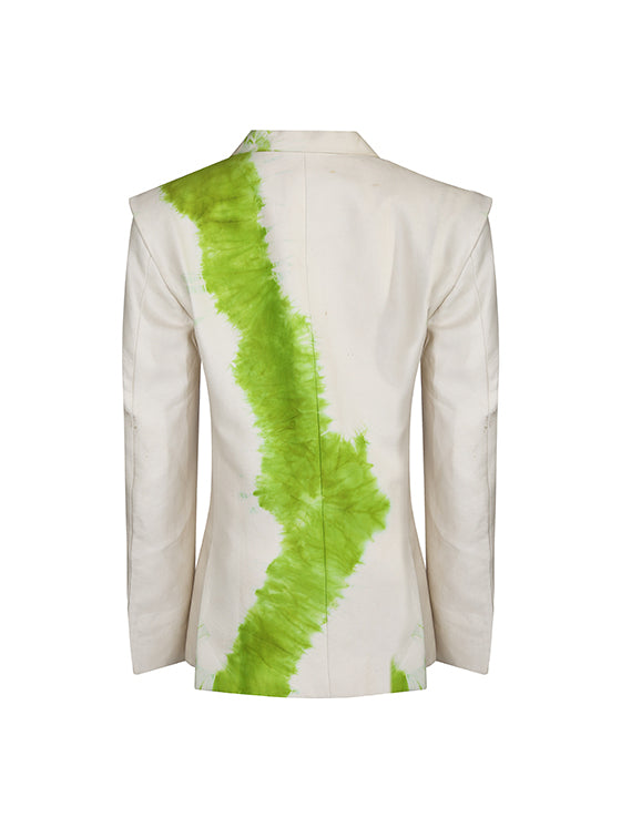 Lime tie-dye satin chanderi coat