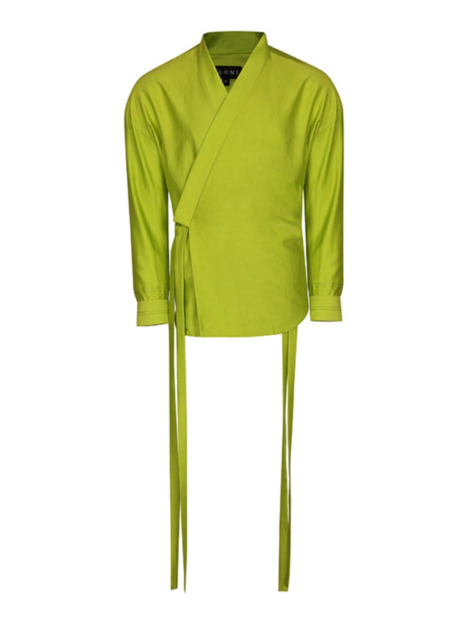 Lime green chanderi kimono