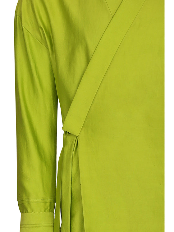 Lime green chanderi kimono