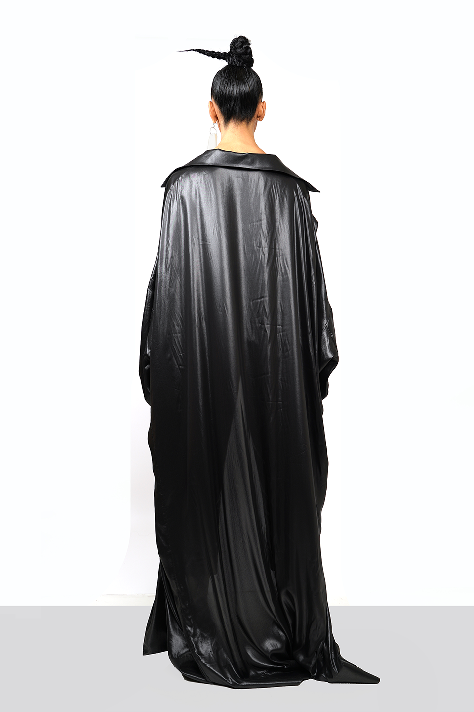Leather-satin light overcoat
