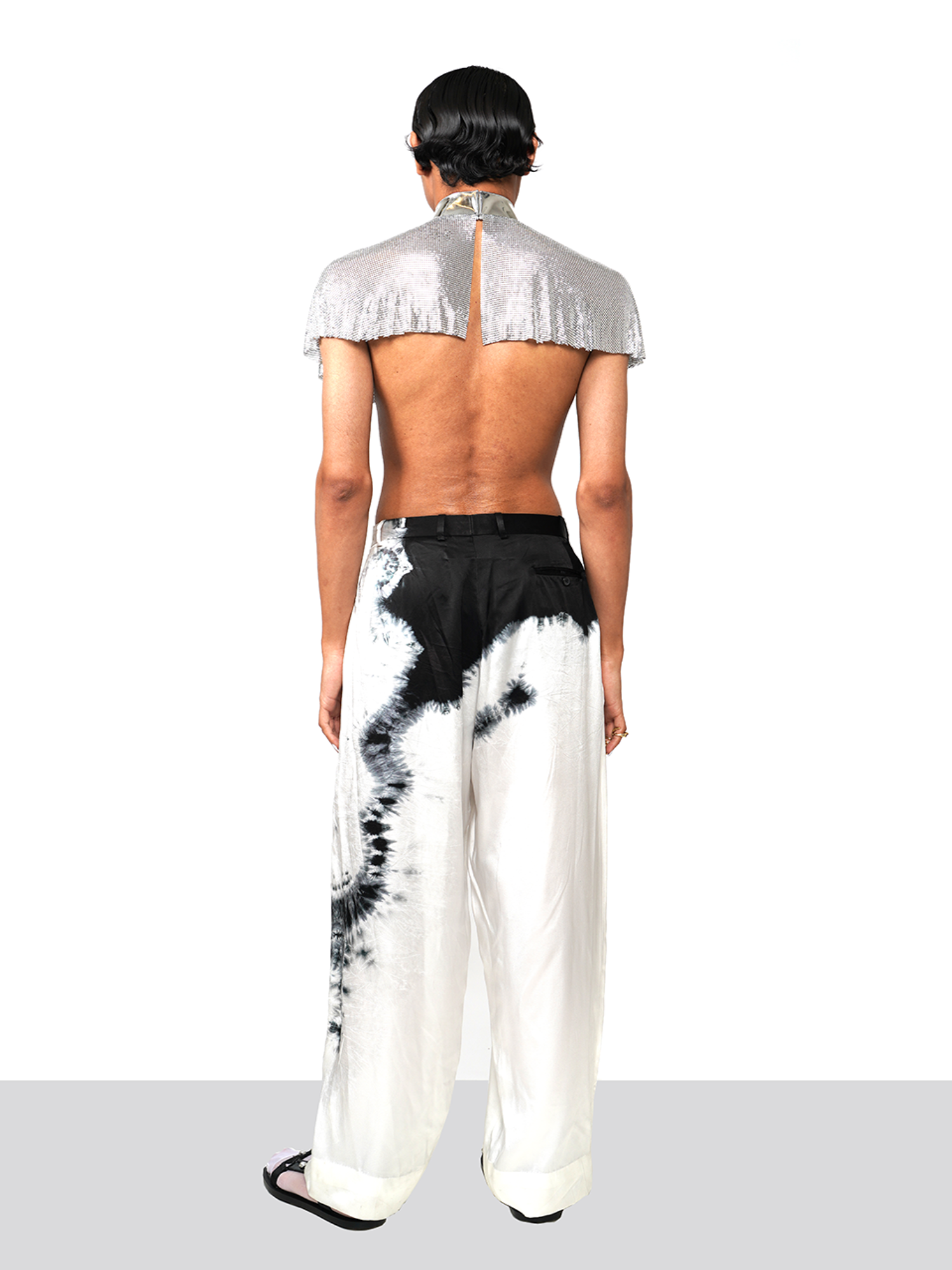 Charmeuse satin tie-dye pants