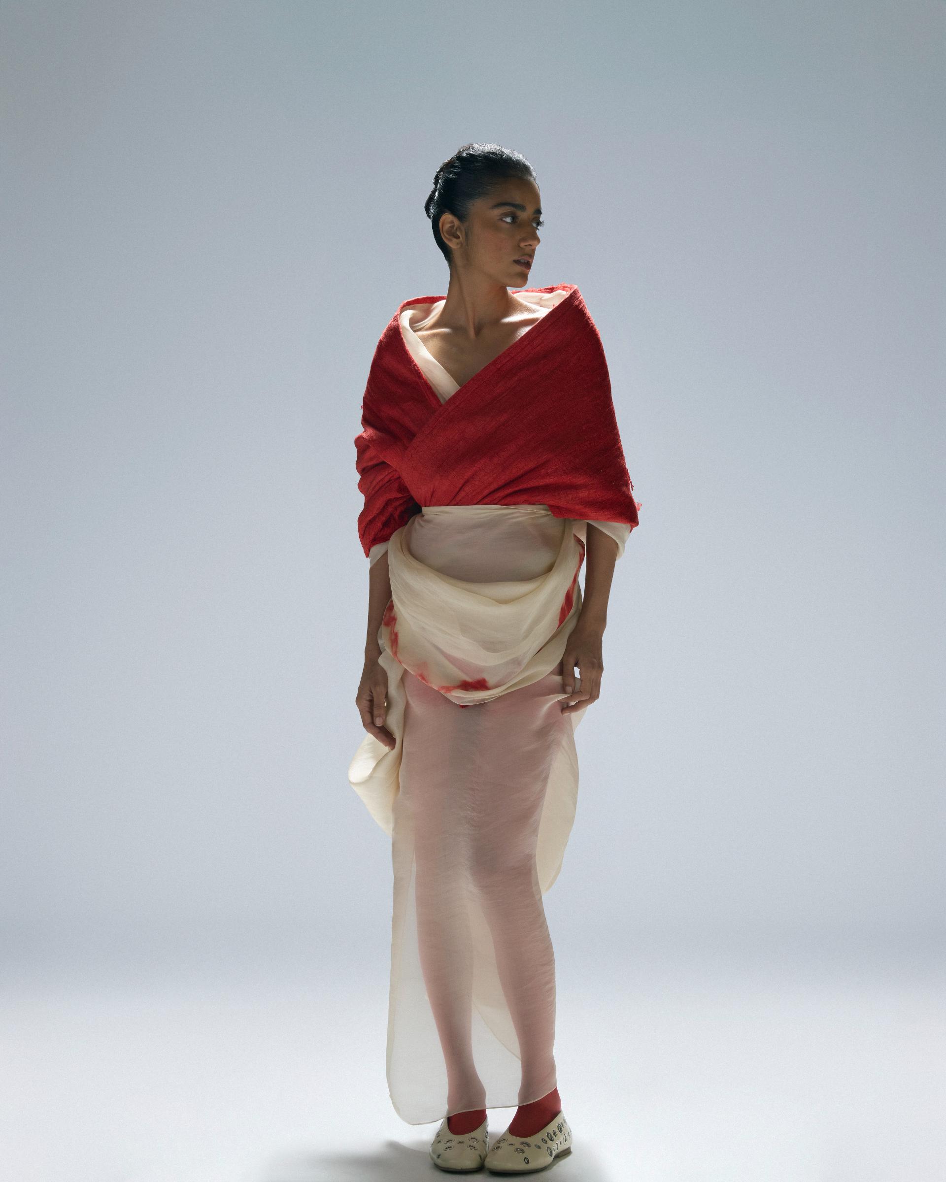SILK FELT AND ORGANZA ARTISANAL SAREE