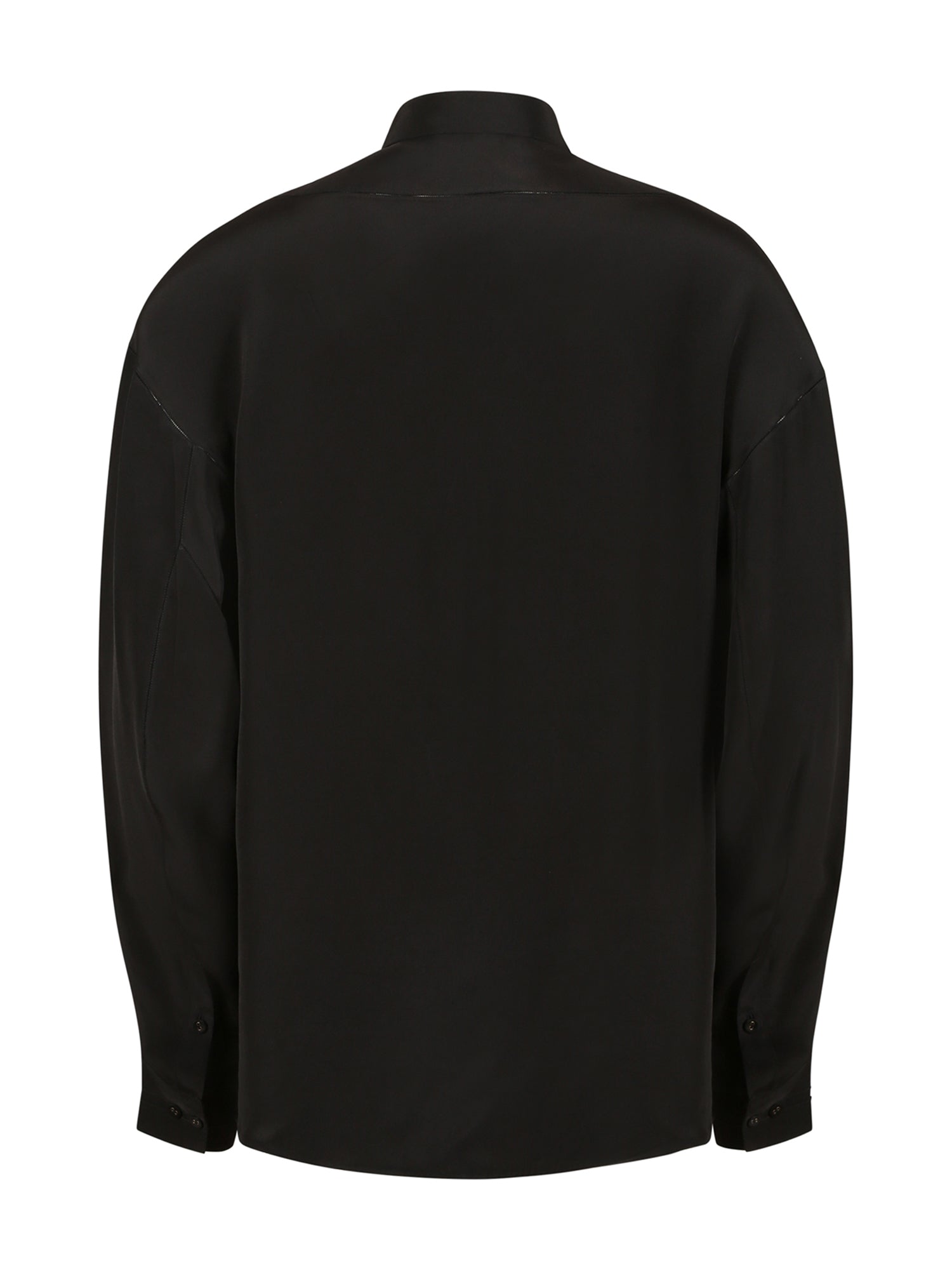 Drop shoulder black crepe shirt