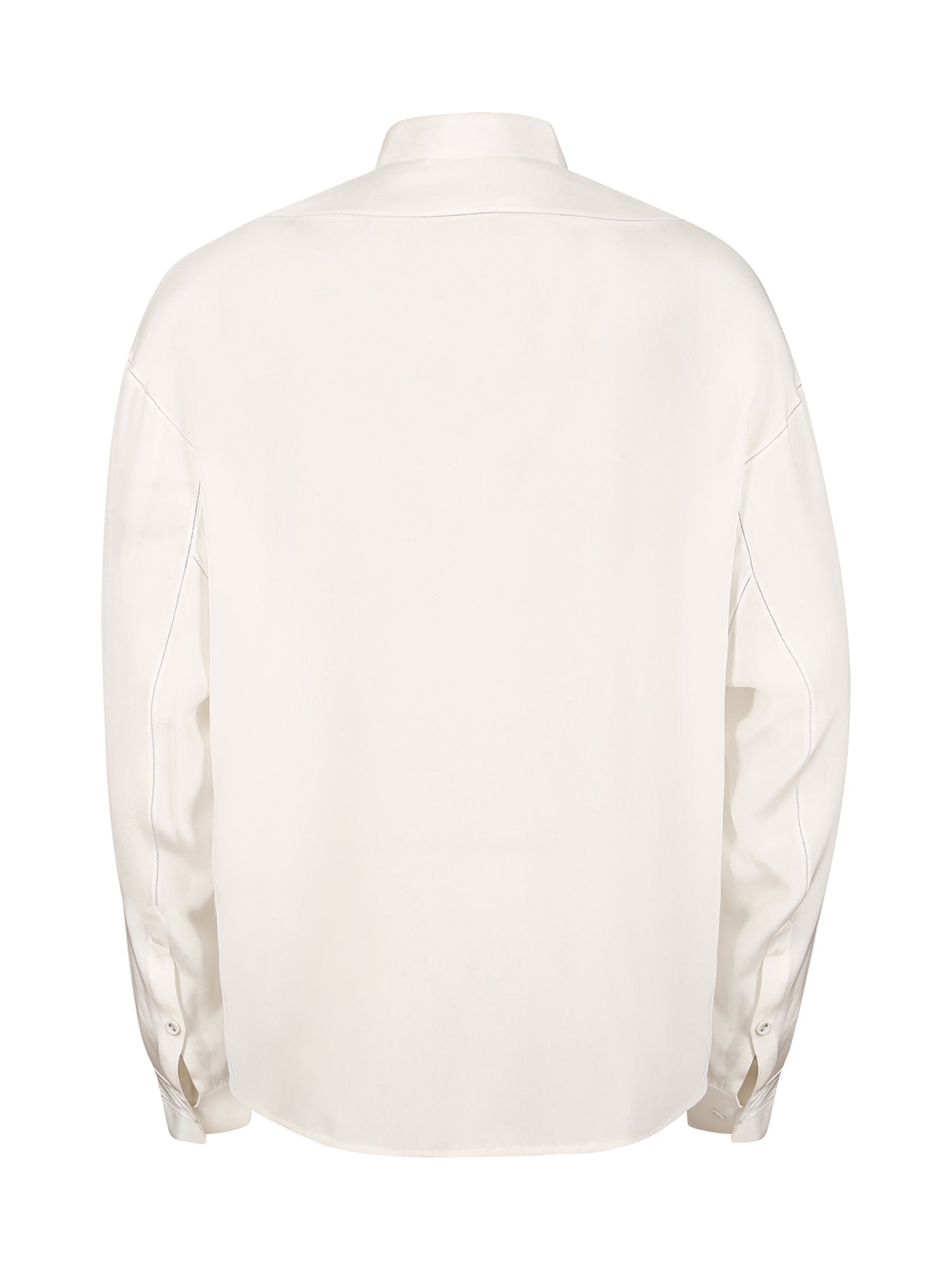 Drop shoulder white crepe shirt
