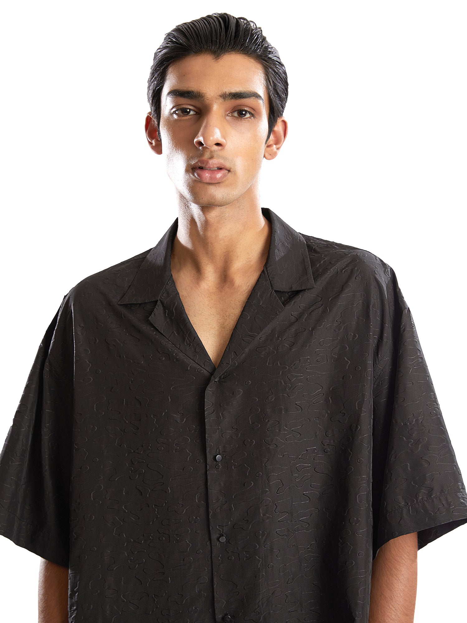 Black camp collor half sleeves shirt