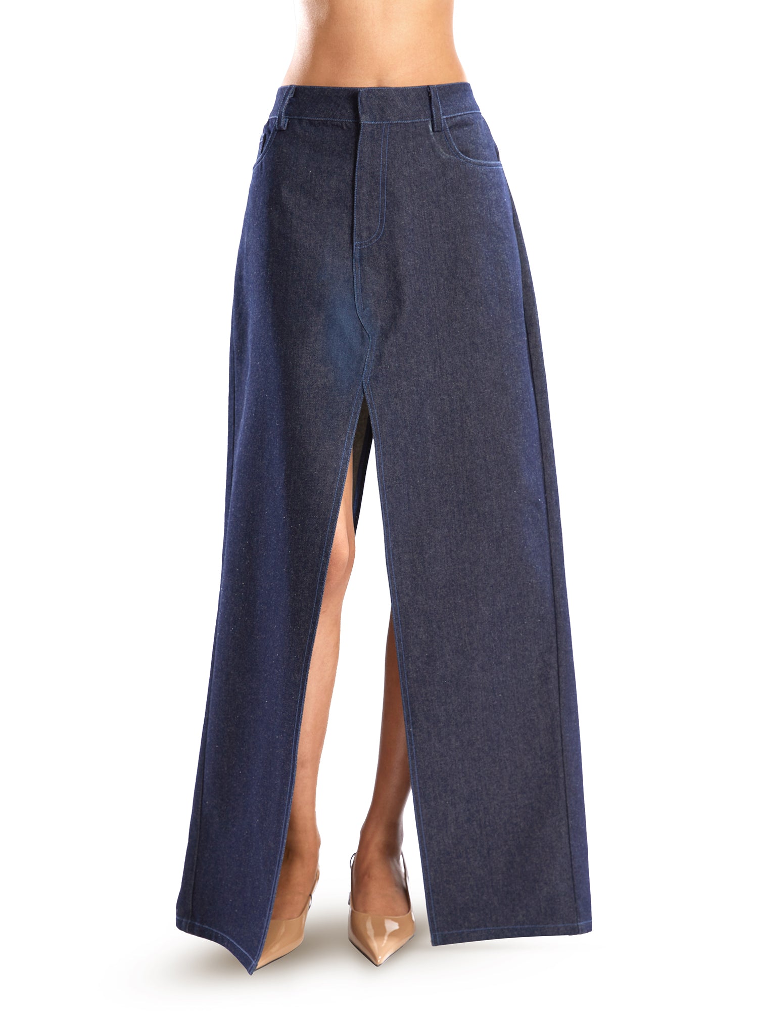 Blue denim skirt pants