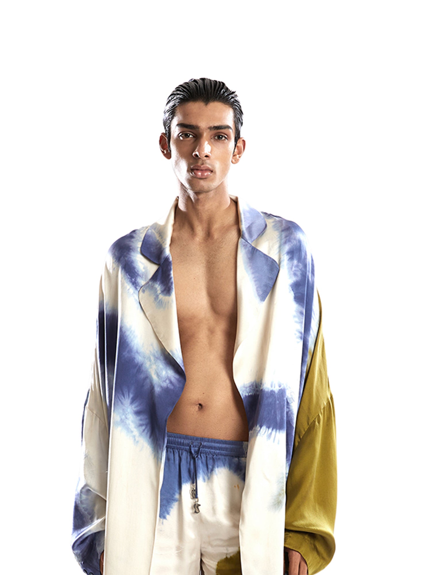 Charmeuse satin tie dye robe