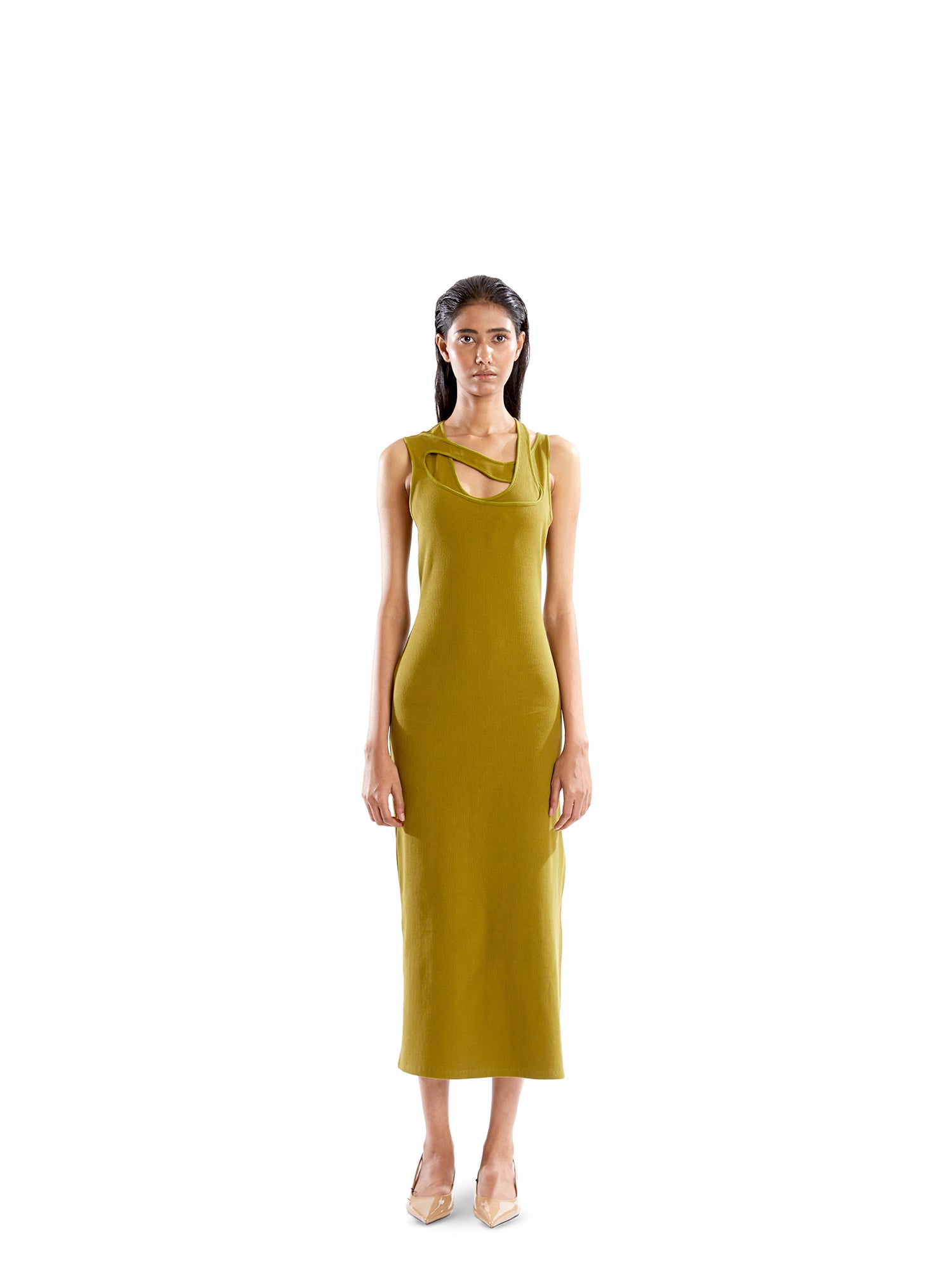 Moss green rib dress