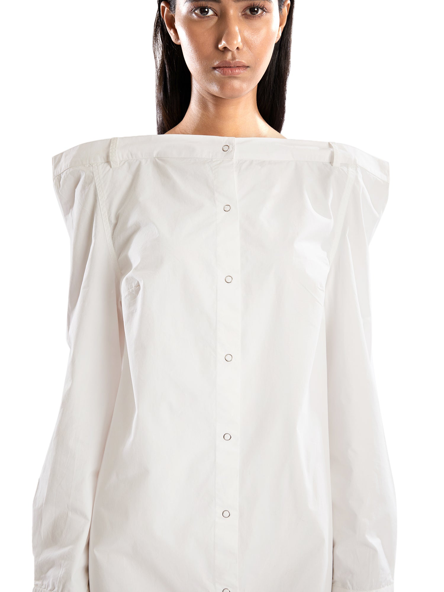 White Straight shoulder dress