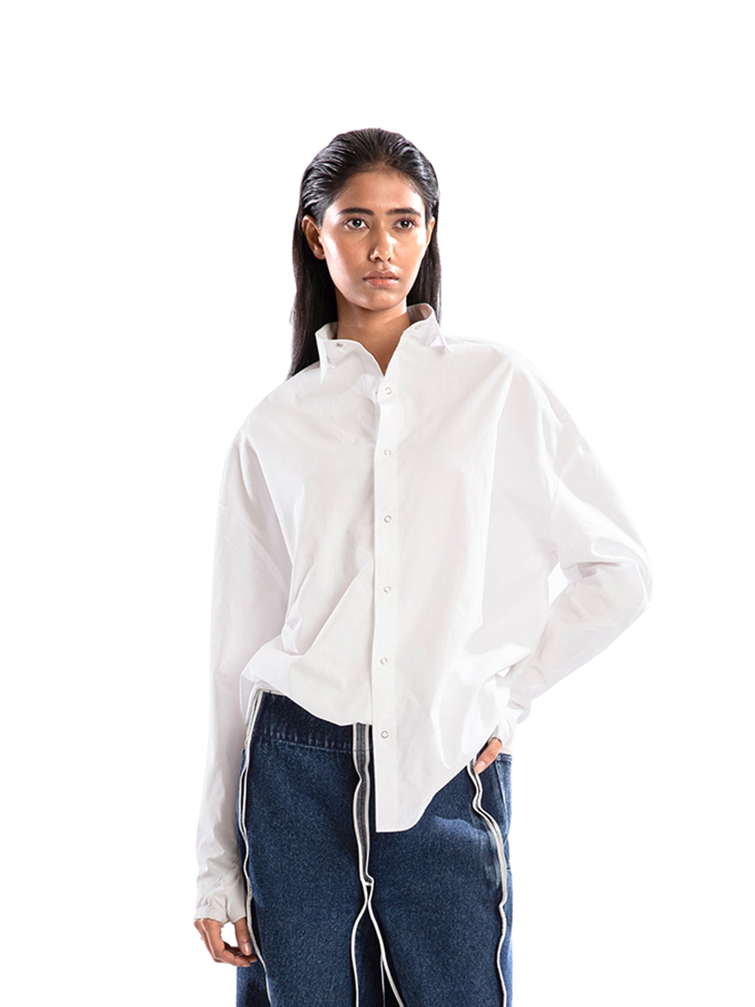 White oversized gloved shirt