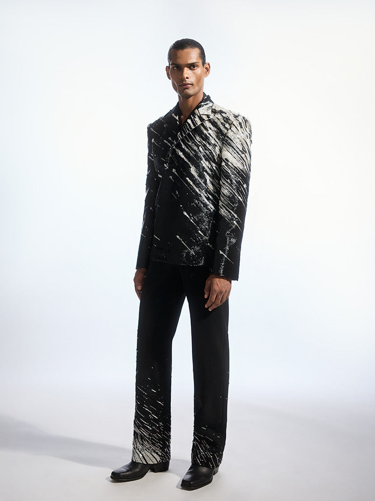 Crystal Embedded Charmeuse Silk Jacket