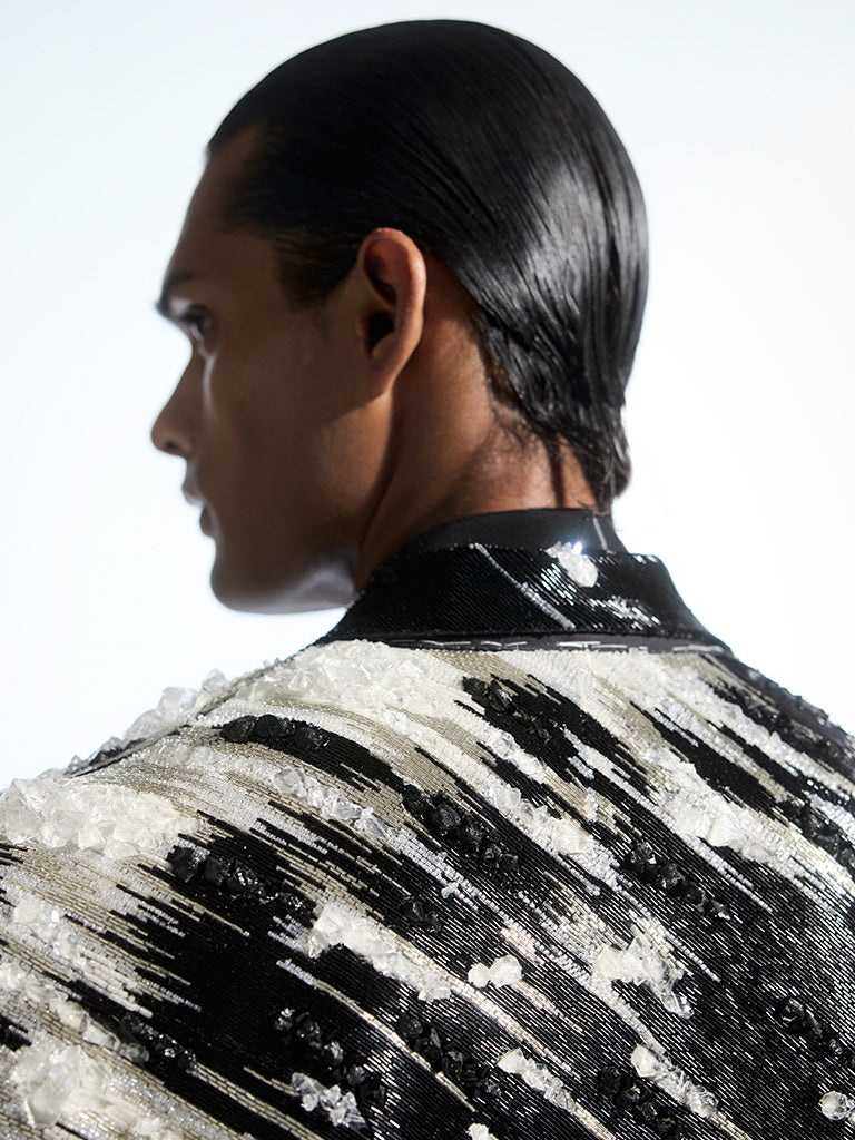 Crystal Embedded Charmeuse Silk Jacket