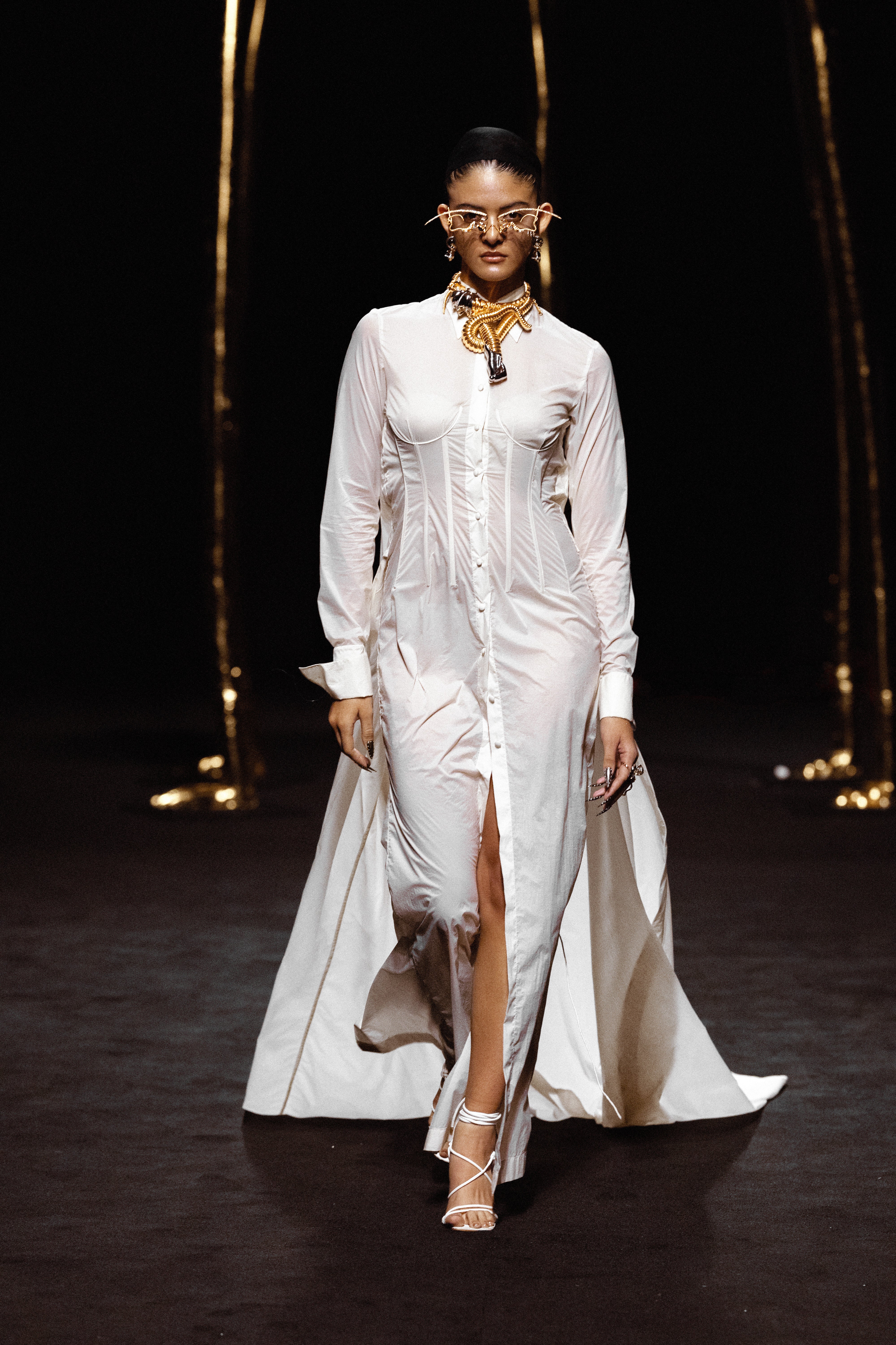 Ivory Train Paper Dress