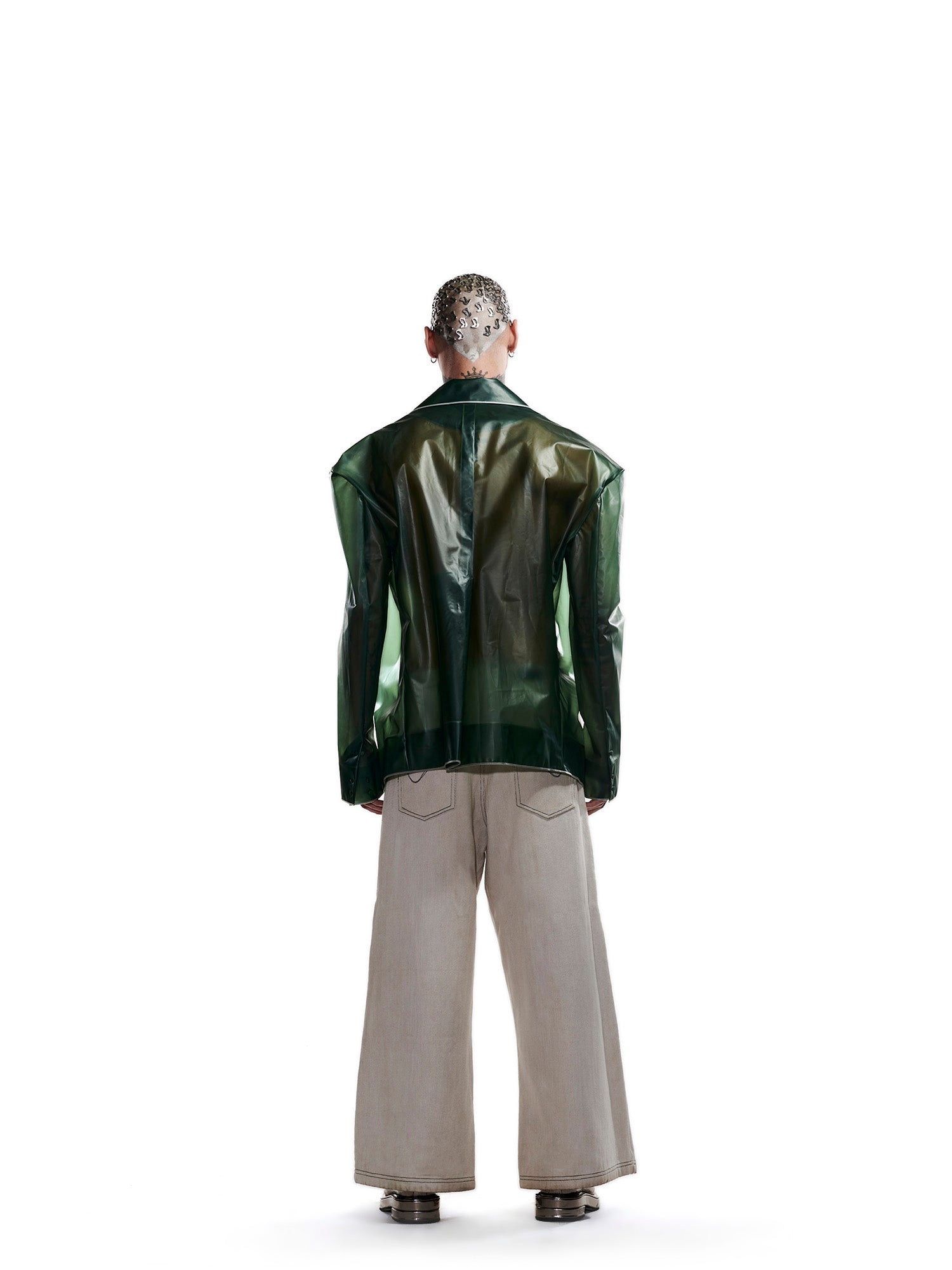 Transparent green rubber jacket