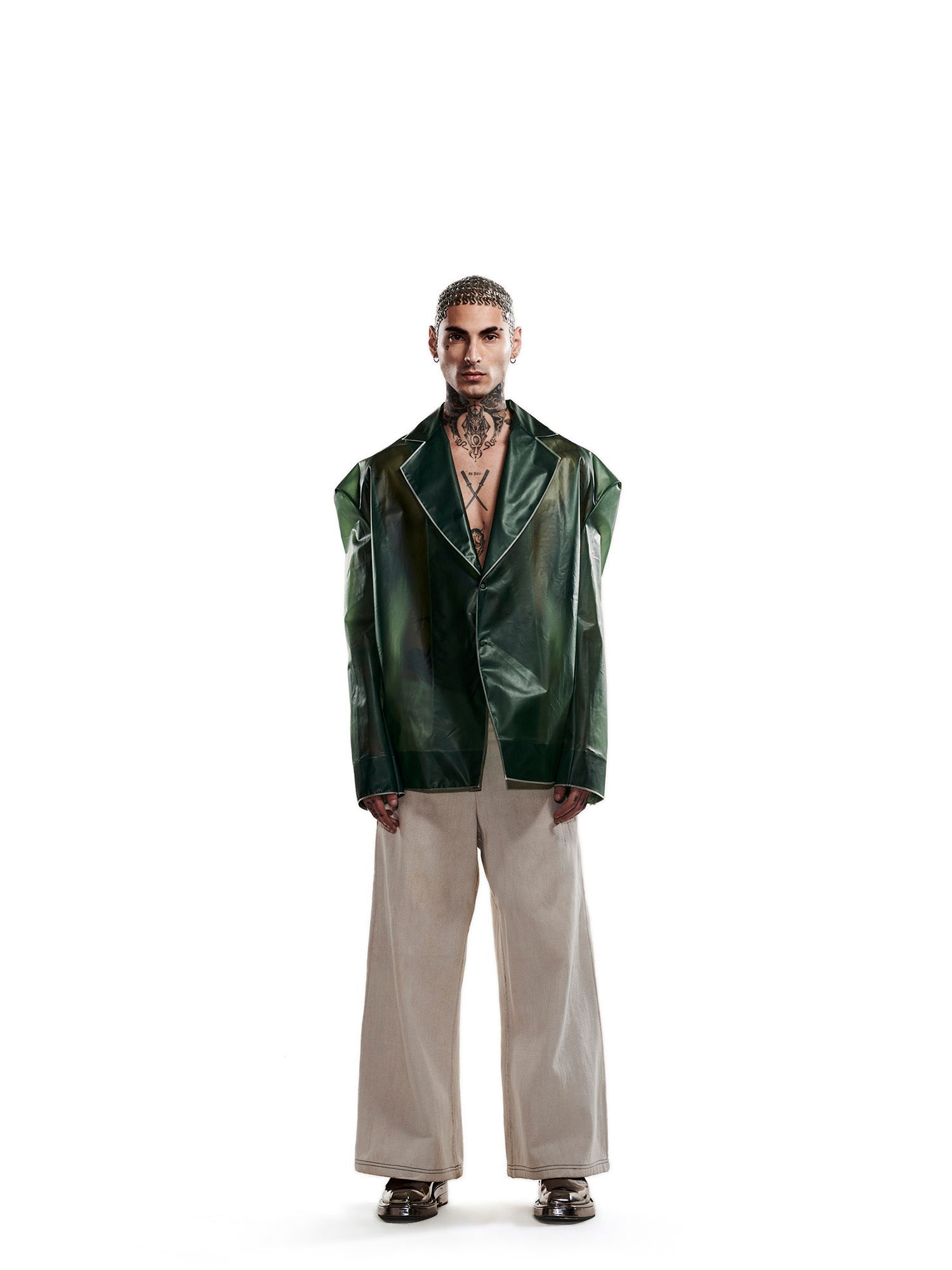 Translucent green rubber jacket