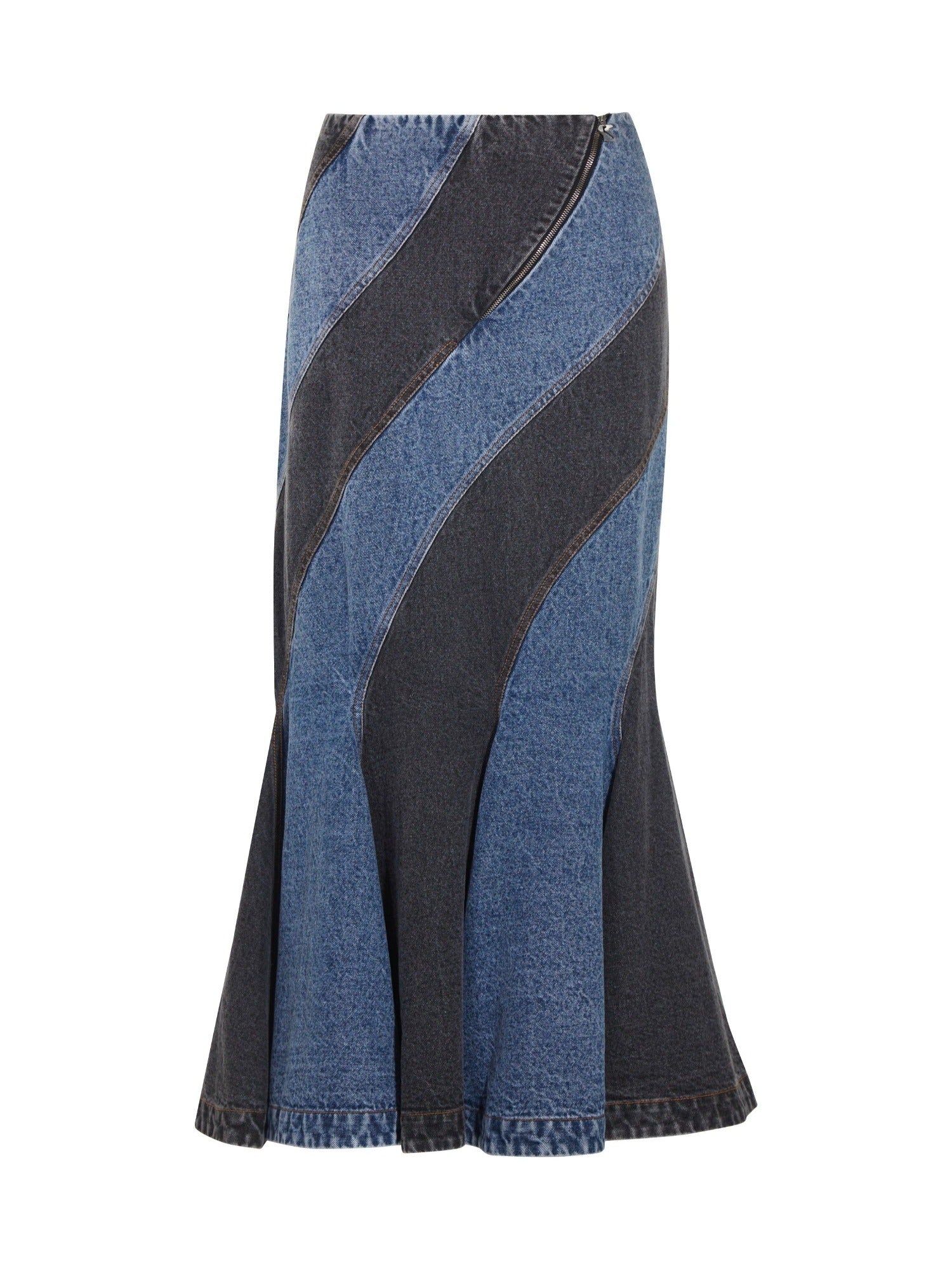 Denim panelled skirt