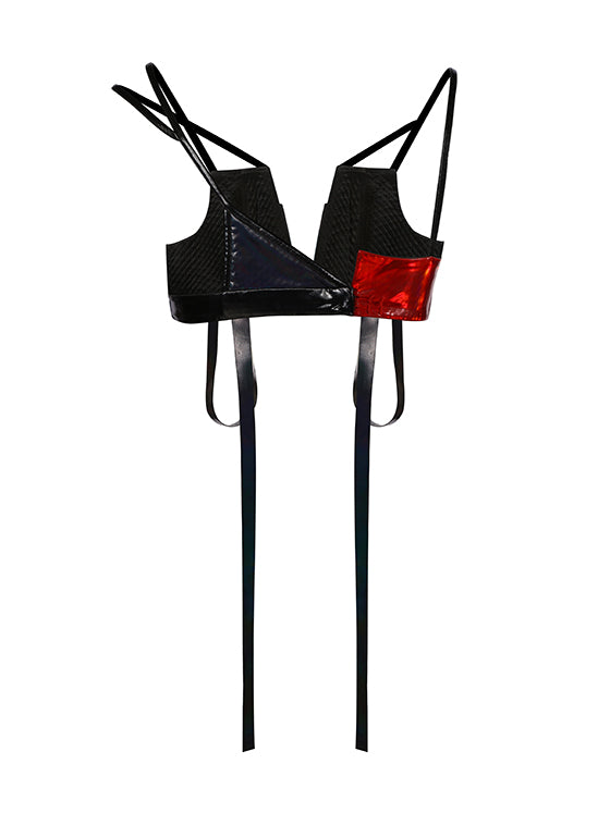 Strappy vegan leather bralette