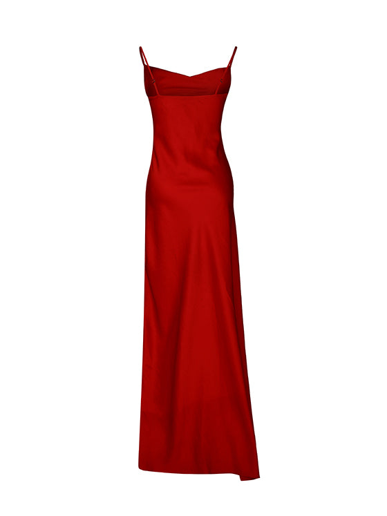Red slip dress