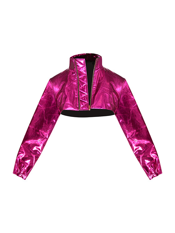 Metallic Pink Cropped Jacket
