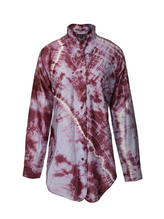 Lilac engineered tie-dye cotton shirt
