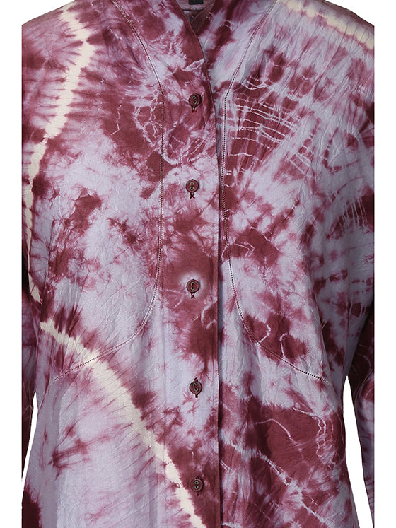 Lilac engineered tie-dye cotton shirt