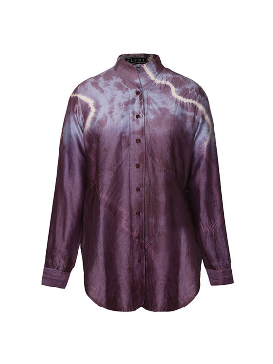 Mauve engineered tie-dye cotton shirt