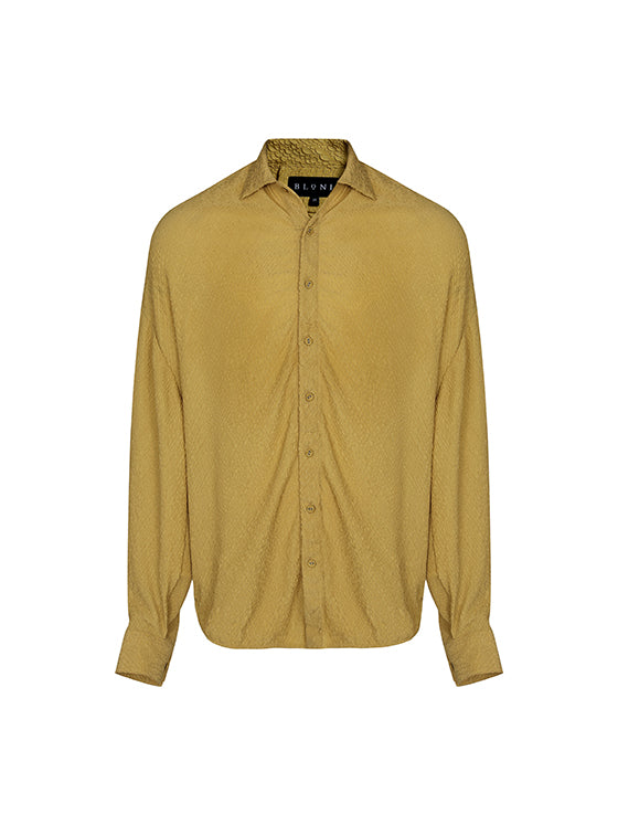 Heat-embossed yellow button-down shirt