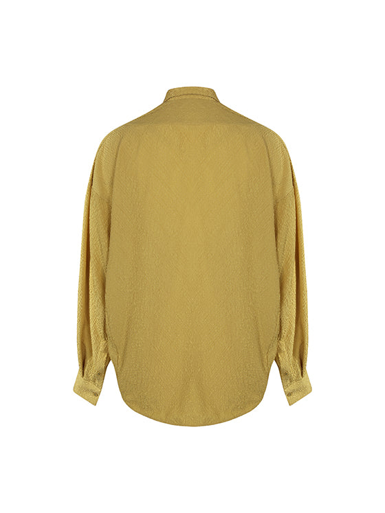 Heat-embossed yellow button-down shirt