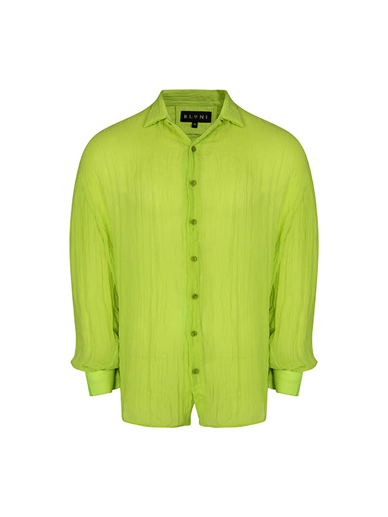 Lime crinkle cotton shirt