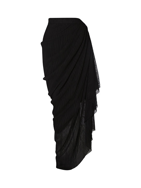 Draped jersey micropleated skirt