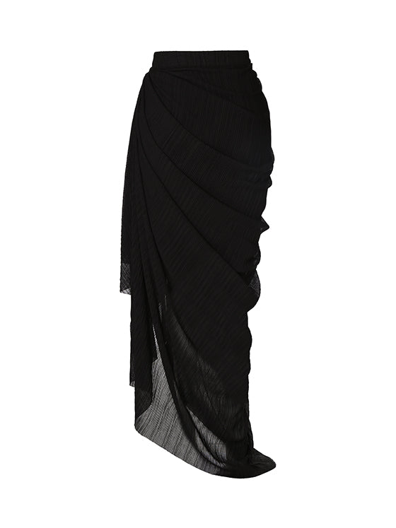 Draped jersey micropleated skirt
