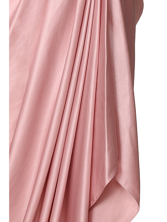 Pastel pink draped satin skirt