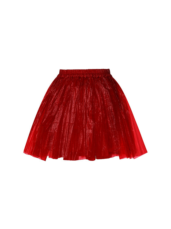Red gathered miniskirt