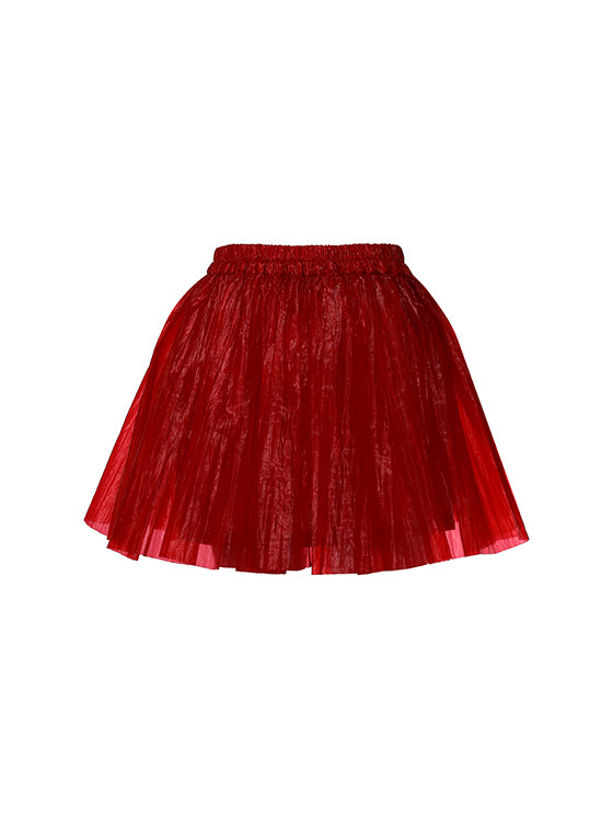 Red gathered miniskirt
