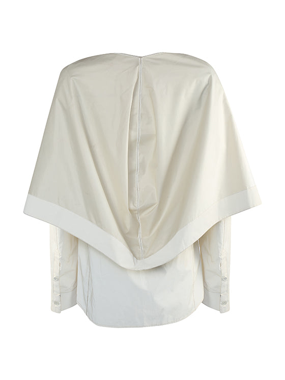 White reflective zippered cape-collar shirt